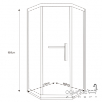 Пентагональна душова кабіна Asignatura Tinto 49022709 профіль сатин, прозоре скло