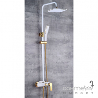 Душевая стойка с смесителем для ванны Art Design 80013WG белая/золото