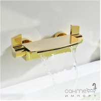 Змішувач для ванни з каскадним виливом та душовим гарнітуром Art Design 03930G золото