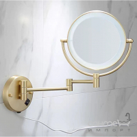 Дзеркало косметичне з LED-підсвічуванням, підвісне на шарнірі Art Design золото
