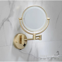 Зеркало косметическое с LED-подсветкой, подвесное на шарнире Art Design золото