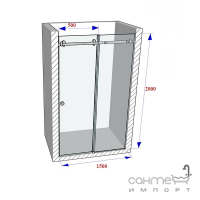 Душевая дверь в нишу Weston Shower Doors WDS6 1500мм матовое стекло