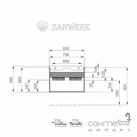 Подвесная тумба Sanwerk Alessa Air 80 см с умывальником Канте MV0000640, белая