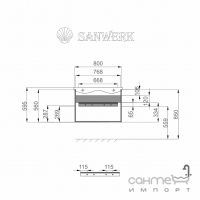 Тумба підвісна Sanwerk Alessa Air 80 см з умивальником Канте MV0000640, біла