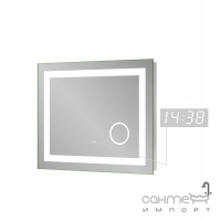 Зеркало 80х65 см с LED подсветкой, увеличительным зеркалом и LED часами Sanwerk Ultra Mega ZU0000136