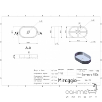 Раковина на столешницу из литого мрамора Miraggio Sorrento Mirastone серая