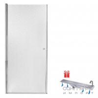 Душові двері в нішу Qtap Presto 800x1850 скло Pearl + душовий трап Qtap Dry FB304-600 решітка хром