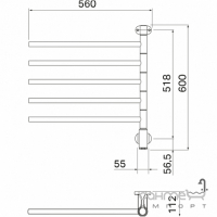 Електрична сушка для рушників 560х600 Pax Flex 25-2013 хром