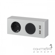Блок управління світильником (розетка+вимикач+2 USB) Sanwerk LV0000115 сріблястий