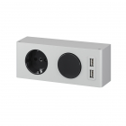 Блок управления светильником (розетка+выключатель+2 USB) Sanwerk LV0000115 серебристый