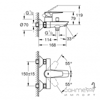 Набір змішувачів Grohe Bau Edge New UA123218K0