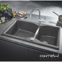 Гранітна кухонна мийка з двома чашами Grohe K700 31658AT0 сірий граніт