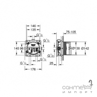 Душевая система скрытого монтажа Grohe Eurosmart New Tempesta 250 UA26416SC3 хром