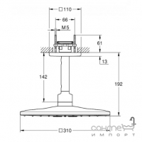 Верхний душ с потолочным кронштейном Grohe Rainshower Cosmopolitan 26481AL0 графит