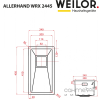 Узкая кухонная мойка Weilor Allerhand WRX 2445 нержавеющая сталь