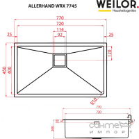 Кухонная мойка Weilor Allerhand WRX 7745 нержавеющая сталь