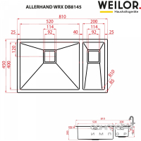 Кухонна мийка півтори чаші Weilor Allerhand WRX DB8145 нержавіюча сталь