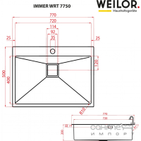 Кухонная мойка Weilor Immer WRT 7750 нержавеющая сталь