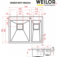 Кухонная мойка полторы чаши Weilor Immer WRT DB6050 нержавеющая сталь