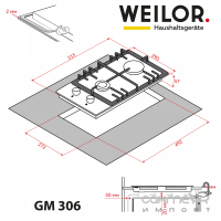 Газовая варочная поверхность Weilor GM 306 SS нержавеющая сталь