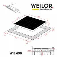 Индукционная варочная поверхность Weilor WIS 690 BLACK черная стеклокерамика