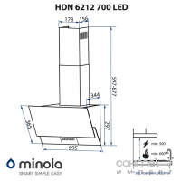 Похила кухонна витяжка Minola HDN 6212 WH/I 700 LED біле скло