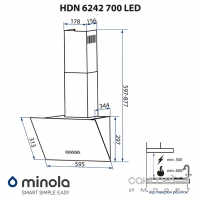 Похила кухонна витяжка Minola HDN 6242 IV 700 LED скло айворі