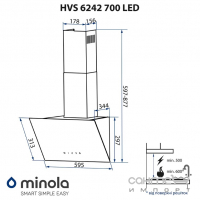 Наклонная кухонная вытяжка Minola HVS 6242 BL 700 LED черное стекло