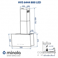 Похила кухонна витяжка Minola HVS 6444 BL 800 LED чорне скло