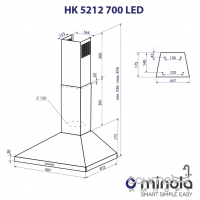 Купольна витяжка Minola HK 5212 I 700 LED нержавіюча сталь