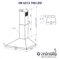 Купольна витяжка Minola HK 6212 I 700 LED нержавіюча сталь
