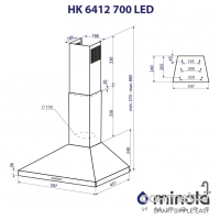 Купольна витяжка Minola HK 6412 I 850 LED нержавіюча сталь