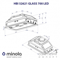 Вбудована кухонна витяжка Minola HBI 5202 BL 700 LED чорне скло