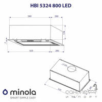 Встраиваемая кухонная вытяжка Minola HBI 5324 BL 800 LED черная