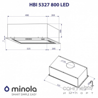 Вбудована кухонна витяжка Minola HBI 5327 GR 800 LED сіра