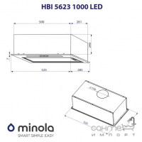 Встраиваемая кухонная вытяжка Minola HBI 5623 BL 1000 LED черная