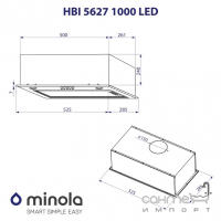Вбудована кухонна витяжка Minola HBI 5627 BL 1000 LED чорна
