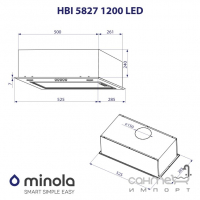 Вбудована кухонна витяжка Minola HBI 5827 BL 1200 LED чорна