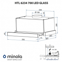 Телескопічна витяжка Minola HTL 6234 WH 700 LED GLASS біла, панель скло