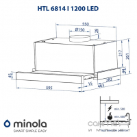 Телескопічна витяжка Minola HTL 6814 I 1200 LED нержавіюча сталь