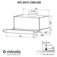 Телескопическая вытяжка Minola HTL 6915 WH 1300 LED белая