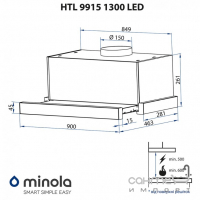 Телескопічна витяжка Minola HTL 9915 I 1300 LED нержавіюча сталь