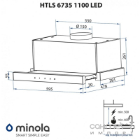 Телескопічна витяжка Minola HTLS 6735 WH 1100 LED біла, панель скло