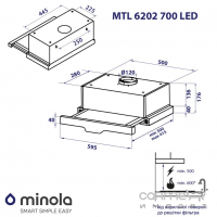 Телескопическая вытяжка Minola MTL 6202 WH 700 LED белая