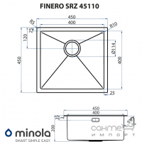 Квадратная кухонная мойка из нержавеющей стали Minola Finero SRZ 45110