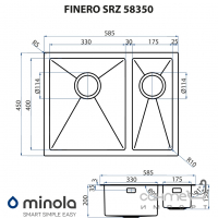 Кухонная мойка полторы чаши из нержавеющей стали Minola Finero SRZ 58350