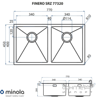 Кухонная мойка с двумя чашами из нержавеющей стали Minola Finero SRZ 39310
