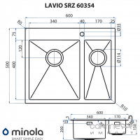 Кухонная мойка полторы чаши из нержавеющей стали Minola Lavio SRZ 60354