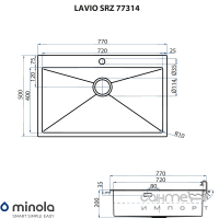 Широкая кухонная мойка из нержавеющей стали Minola Lavio SRZ 77314