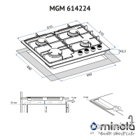 Газовая варочная поверхность Minola MGM 614224 WH белая эмаль